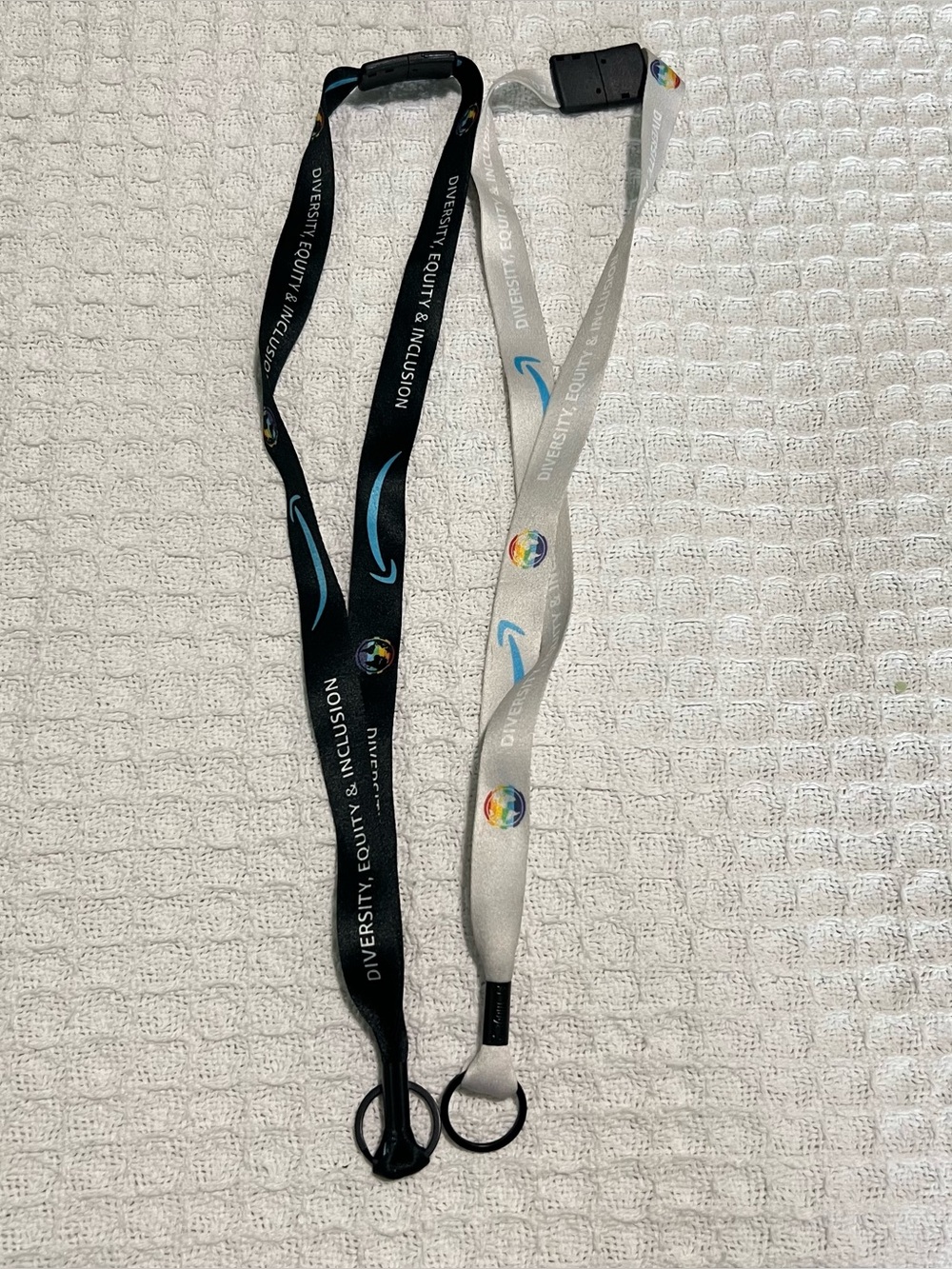 2 Amazon "Diversity, Equity & Inclusion" Black/White Employee Lanyards